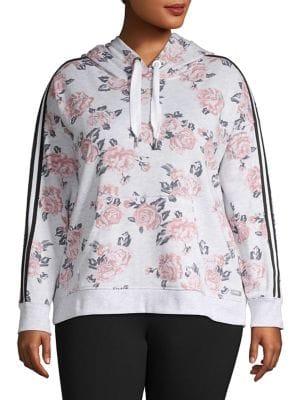Calvin Klein Performance Plus Side Stripe Floral Drawstring Hoodie