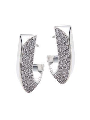 Kate Spade New York Raise The Bar Silvertone Pave Small Huggies Earrings