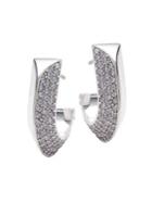Kate Spade New York Raise The Bar Silvertone Pave Small Huggies Earrings