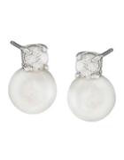 Lauren Ralph Lauren Silvertone Crystal And Glass Pear Stud Earrings