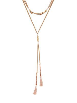 Lucky Brand Hacienda Heat Beaded Leather Layered Necklace