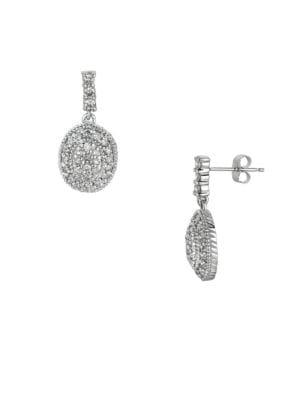 Morris & David 14k White Gold & Diamond Pave Circle Drop Earrings - 1.25 Tcw