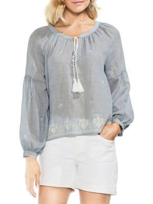 Vince Camuto Petite Zen Bloom Melange Peasant Blouse