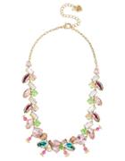 Betsey Johnson Flat Out Floral Mixed Stone Collar Necklace