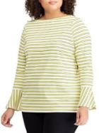 Lauren Ralph Lauren Plus Plus Bell-sleeve Cotton Top
