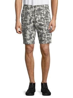 Black Brown Camo-print Cotton Shorts