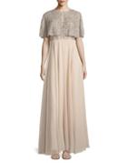 Aidan By Aidan Mattox Two-piece Beaded A-line Gown And Cape