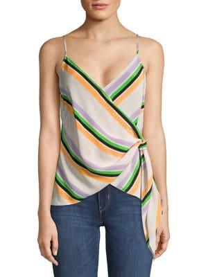 Astr The Label Landon Striped Wrap Top