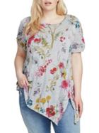 Rachel Rachel Roy Plus Floral Drapey Slit Tee