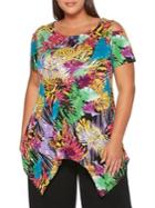 Rafaella Plus Colored Palm Printed Tunic