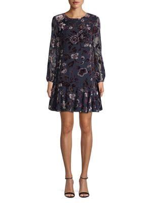 Eliza J Floral Velvet A-line Dress