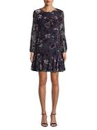 Eliza J Floral Velvet A-line Dress