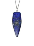 Lord & Taylor Sterling Silver And Lapis Drop Pendant Necklace