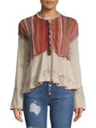 Free People Patchwork Long Sleeve Top