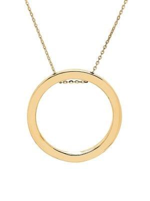 Lord & Taylor 14k Yellow Gold Open Circle Pendant Necklace