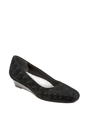 Trotters Lauren Textured Leather Dress Wedge