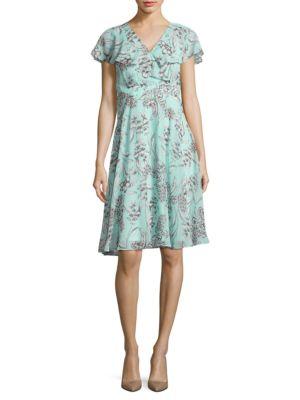 Eliza J Floral Flutter-sleeve Dress