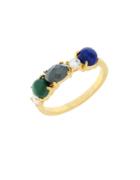 Botkier New York Cubic Zirconia, Lapis Lazuli And 12k Gold-plated Band Ring