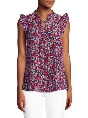 Michael Michael Kors Floral Lace-up Blouse