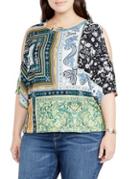 Rachel Rachel Roy Plus Plus Printed Cold-shoulder Top