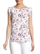 Lord & Taylor Plus Floral Printed Ruffle-sleeve Top