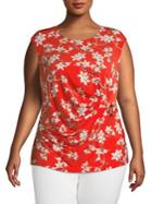 Calvin Klein Plus Floral Draped Blouse