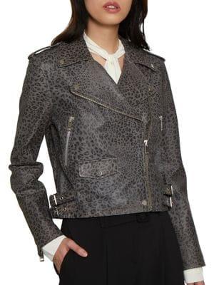 Walter Baker Francis Leopard-print Leather Moto Jacket