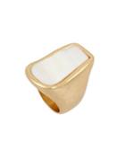 Lord Taylor Mother Of Pearl, Goldtone Statement Ring