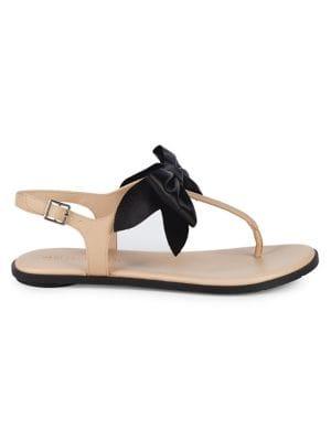 Karl Lagerfeld Paris Goldie Leather Bow Sandals