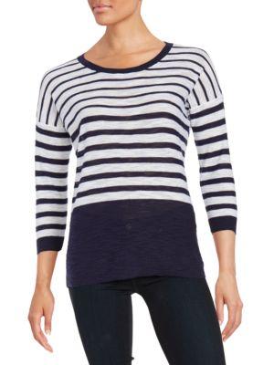 Two By Vince Camuto Striped Roundneck Pullover