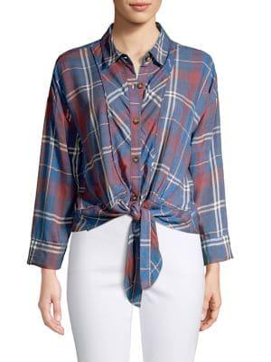 Democracy Plaid Tie-hem Shirt