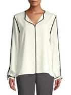 Calvin Klein Contrast-trimmed Long-sleeve Top