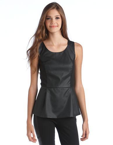Kensie Kensie Vegan Leather Peplum Top