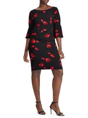 Lauren Ralph Lauren Plus Floral Ruched Jersey Sheath Dress
