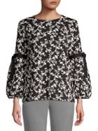 Karl Lagerfeld Paris Floral Puff Sleeve Top