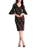 Aidan By Aidan Mattox Printed Three-quarter Sleeve V-neck Dress