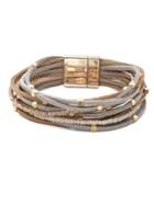 Design Lab Goldtone Faux-leather Wrap Bracelet