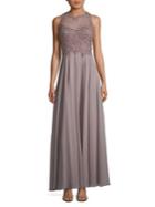 Xscape Sleeveless Embroidered Gown