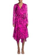 Vince Camuto Floral Handkerchief Midi Wrap Dress