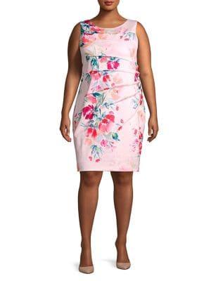 Calvin Klein Plus Floral Pintuck Sheath Dress