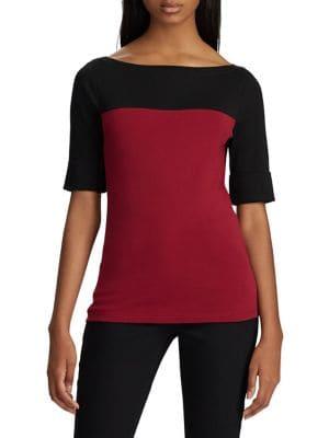 Lauren Ralph Lauren Petite Colorblock Boatneck Top