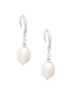 Nadri Rhodium-plated, Cubic Zirconia And Faux Pearl Drop Earrings