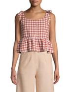 The Fifth Label Nouveau Checkered Peplum Cropped Tank