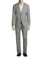 Black Brown 2-piece Windowpane Wool Suit
