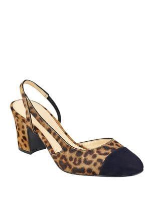 Ivanka Trump Liahly Leopard Print Goat Fur Slingback Pumps