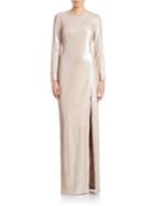 Halston Heritage Sequined High-slit Gown
