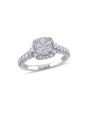 Sonatina Diamond Cluster And 14k White Gold Vintage Halo Engagement Ring