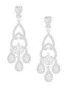 Nadri Silvertone Cubic Zirconia-accented Clip-on Chandelier Earrings