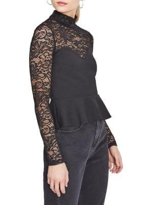 Miss Selfridge Embroidered Lace Peplum Top