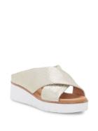 Cc Corso Como Brunna Crisscross Snakeskin Print Leather Wedge Sandals